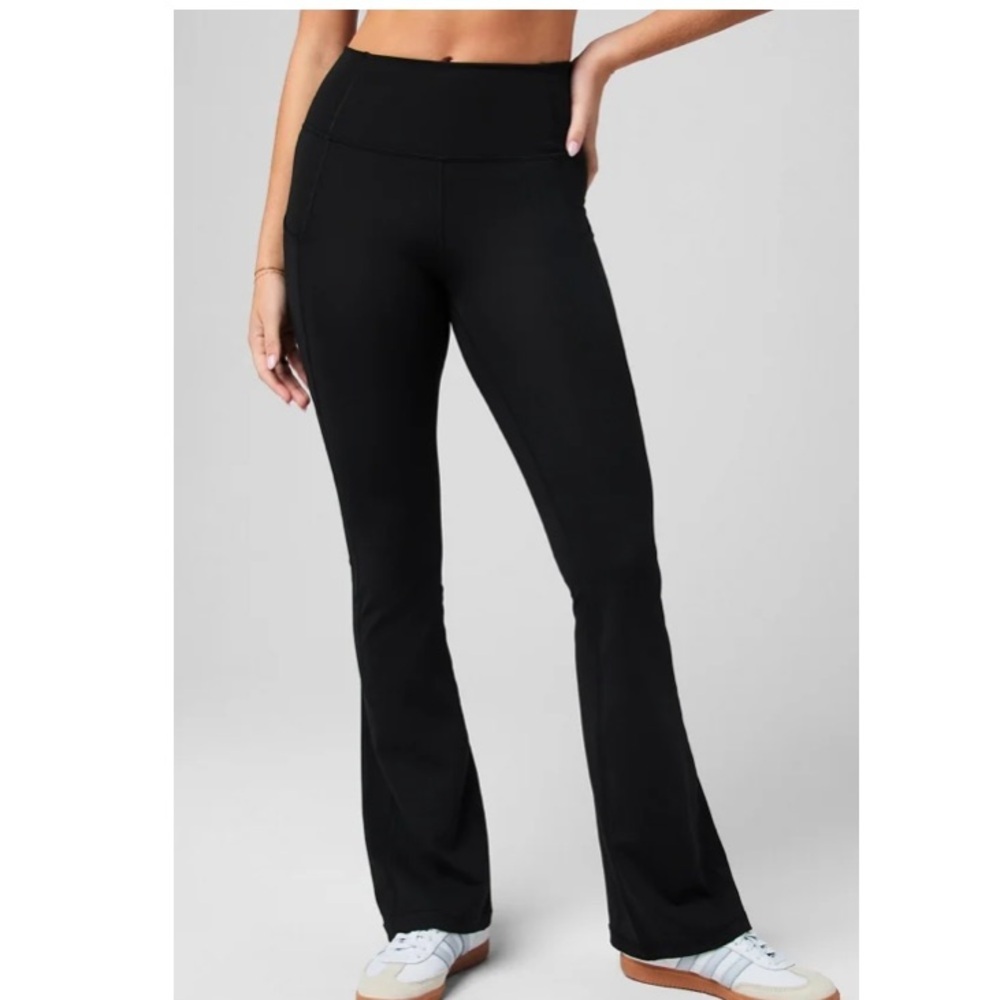 Fabletics Black PureLuxe high waisted pocketed Flared Pants, new